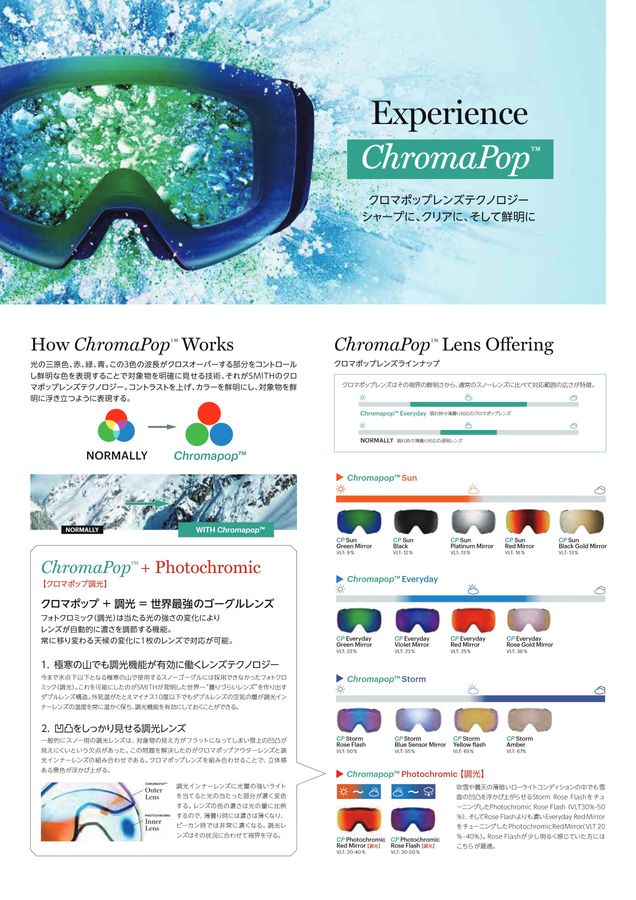 自分に合ったレンズカラーを探せ！SMITHクロマポップレンズ11種類の特徴 | スノーボーディング WEBメディア SBN FREERUN JAPAN